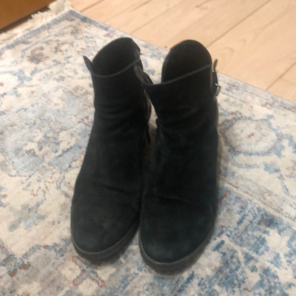 Cole haan black suede waterproof booties wedge